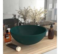 vidaXL Lavabo rond de salle de bain Vert foncé mat 32,5x14cm Céramique