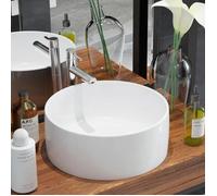 vidaXL Lavabo Ronde Céramique Blanc 40x15 cm Vasque à Poser Salle de Bain 142342