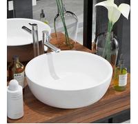 vidaXL Lavabo rond Vasque à poser 42 x 12 cm Céramique blanche Salle de bain 142341