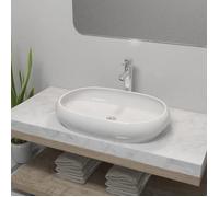 vidaXL Lavabo Salle de Bain avec Mitigeur Céramique Ovale Blanc Robinet Vasque 275496
