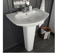 vidaXL Lavabo sur Pied Blanc 65 x 52 x 20 cm en Céramique avec Trou de Robinet