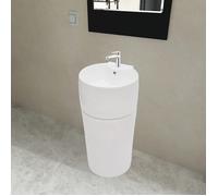 vidaXL Lavabo Trou de Trop-plein Robinet Céramique Blanc Salle de Bain Vasque 141942