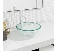 vidaXL Lavabo Vasque à Poser de Toilette Lave-mains de Salle de Bain Lavabo de Salle d'Eau Intérieur Verre Trempé 30x12 cm 345235 Blanc G