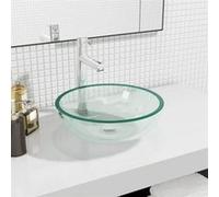 vidaXL Lavabo Vasque à Poser de Toilette Lave-mains de Salle de Bain Lavabo de Salle d'Eau Intérieur Verre Trempé 35x12 cm 345234 Blanc G