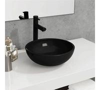 vidaXL Lavabo vasque à poser en verre trempé 35x12 cm Noir