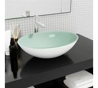 Lavabo Vasque à Poser de Toilette Lave-mains de Salle de Bain Lavabo de Salle d'Eau Maison Intérieur Verre 50x37x14 cm Blanc