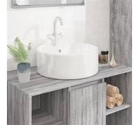 vidaXL Lavabo blanc 40x14,5 cm céramique rond 153339