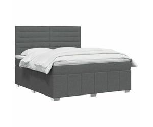 vidaXL LED Boxspringbed met Matras Donkergrijs 140 x 190 cm Stof