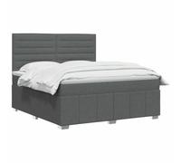 vidaXL LED Boxspringbed met Matras Donkergrijs 140 x 200 cm Stof
