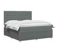 vidaXL LED Boxspringbed met Matras Donkergrijs 140 x 200 cm Stof