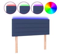 vidaXL Tête de Lit à LED Meuble de Chambre à Coucher Accessoire de Lit Simple Tête de Cadre de Lit Intérieur Bleu 100x5x78/88 cm Tissu Bleu