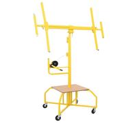 vidaXL Lève-plaque de plâtre Jaune 300 x 107 x 330 cm Acier, Machine de levage, outil moderne pour panneaux, lifter en acier, aide réglable pour construction durable