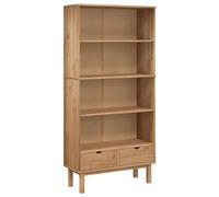 Vidaxl Bibliothèque Otta Avec 2 Tiroirs Marron Bois Massif Pin Marron