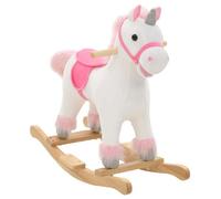 vidaXL Licorne à bascule Peluche 65x32x58 cm Blanc et rose 80219