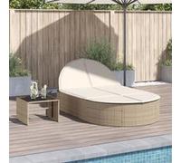 vidaXL Chaise longue double avec coussins beige résine tressée 368650