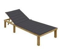 Chaise longue avec coussin anthracite Bois de pin imprégné