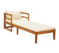Vidaxl Chaise Longue Avec Coussins Blanc Crème Bois D'acacia Solide
