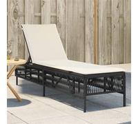 Vidaxl Chaise Longue Avec Coussin Noir Résine Tressée