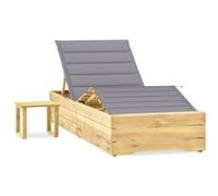 Vidaxl Chaise Longue De Jardin Avec Table Et Coussin Pin Imprégné