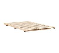 vidaXL Lit 140 x 190 cm, Marron, en pin Massif, Profil Bas, sans boxspring, Facile à Monter à Deux, Finition Mate, Style japandi, Cadre de lit Minimaliste, intérieur rectangulaire, Design scandinave
