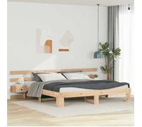 vidaXL Lit 180 x 200 cm avec tables de chevet intégrées, en bois de pin massif, tête de lit murale, pas besoin de sommier, 3385679