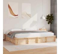 vidaXL Lit 180 x 200 cm Marron en Bois de pin Massif, Moderne, avec Rangement et élément relevable. Facile à Nettoyer, Pas Besoin de sommier. Meuble Minimaliste pour la Chambre, Gain de Place.