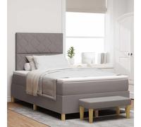 vidaXL Lit à matelas taupe à motif géométrique 120 X 190 cm Housse douce base en mousse cadre en bois naturel mobilier de chambre moderne protège-matelas surmatelas ressorts tissus surmatelas pochette