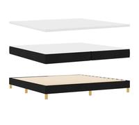 vidaXL Lit à Ressort 200 x 200 cm en Tissu Noir, avec Un Cadre en Bois, Une tête de lit réglable, Un Matelas de fermeté Moyenne, des Housses Amovibles et Une Finition Mate Moderne pour ta Chambre.
