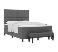 vidaXL Lit à Ressort avec Matelas & Banc Tissu Gris Clair 80X200 cm Cadre en Bois de Pin Solide Confort Élégant Mobilier de Chambre Adulte Compact Surmatelas