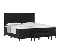 vidaXL Lit à ressort avec matelas & banc noir 200x200 cm tissu Noir
