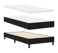 vidaXL Lit à Ressort avec Matelas, Cadre en Bois, habillé en Tissu, 90 x 200 cm, Confort Moyen, Multi-Zones, tête de lit Murale, Design Durable, avec Topper Inclus.