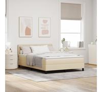 vidaXL Lit à ressort avec matelas Crème 160x200 cm en tissu