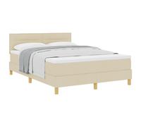 vidaXL Lit à Ressort avec Matelas Crème 160x200 cm Tissu