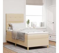 vidaXL Lit à ressort avec matelas Crème 90x200 cm Tissu