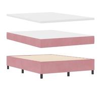 vidaXL Lit à Ressort avec Matelas en Velours & Banc Rose 140X190 cm | Tissu Moderne résistant aux Taches, incluant Les Outils d'assemblage faciles, mobilier de Chambre, surmatelas en Mousse Moderne