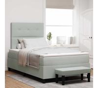 vidaXL Lit à Ressort avec Matelas en Velours et Banc Gris Clair 120X190 cm | Design Moderne, Tissu résistant aux Taches, Outils Inclus pour Le Montage. Mobilier de Chambre, surmatelas en Mousse.