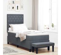 vidaXL Lit à Ressort avec Matelas en Velours et Banc Gris foncé 80X200 cm | Style Traditionnel Écru en Tissu résistant aux Taches Outils pour Assemblage Facile. Meuble de Chambre Confortable et luxue