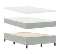 vidaXL Lit à Ressort avec Matelas et Banc Gris Clair 120X190 cm | Design tufté avec des Boutons en Cristal | Montage Easy avec Outils Inclus | Décor de Chambre Double en Velours