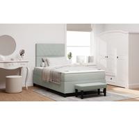 Vidaxl Lit À Ressort Avec Matelas Et Banc Gris Clair 120x190 Cm Velours