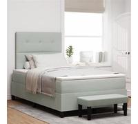 Lit à ressort avec matelas et banc Gris clair 120x200 cm Velours 3344504