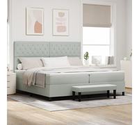 Vidaxl Lit À Ressort Avec Matelas Et Banc Gris Clair 200x200 Cm Velours Gris