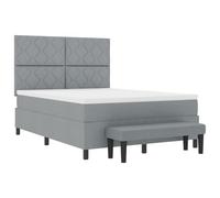 vidaXL Lit à Ressort avec Matelas et Banc Gris Clair 80X200 cm Tissu Design élégant et Confort Optimal pour mobilier de Chambre Housse de Matelas surmatelas Couverture zippée Mousse