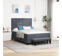 vidaXL Lit à Ressort avec Matelas et Banc Gris foncé 140x190 cm Velours