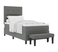 Vidaxl Lit À Ressort Avec Matelas Et Banc Gris Foncé 90x200 Cm En Tissu Gris