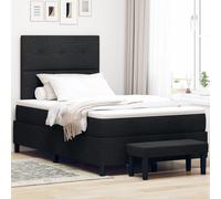 Vidaxl Lit À Ressort Avec Matelas Et Banc Noir 120x190 Cm Tissu Noir