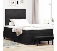 vidaXL Lit à Ressort avec Matelas et Banc Noir 120x200 cm en Velours