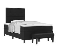 Vidaxl Lit À Ressort Avec Matelas Et Banc Noir 120x200 Cm Tissu Noir