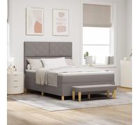Vidaxl Lit À Ressort Avec Matelas Et Banc Taupe 140x190 Cm Tissu Gris