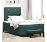 vidaXL Lit à ressort avec matelas et banc vert foncé 120x190 cm velours