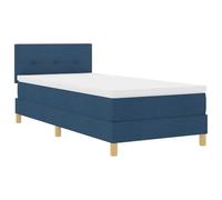vidaXL Lit à Ressort avec Matelas et LED Bleu 80X200 cm en Tissu Design Moderne pour Chambre d'adulte Tissu en Polyester Solide Cadre en Bois Naturel Mobilier Surmatelas Housse en Mousse
